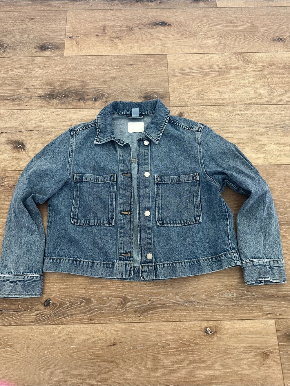 Minimalist Denim Chore Jacket Utility Pockets Cotton